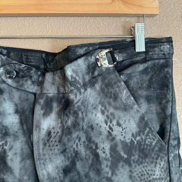 VINTAGE 80s Tuxedo Makers Reworked Upcycled Painted Raw Hem Business Pants F - Picture 3 of 5